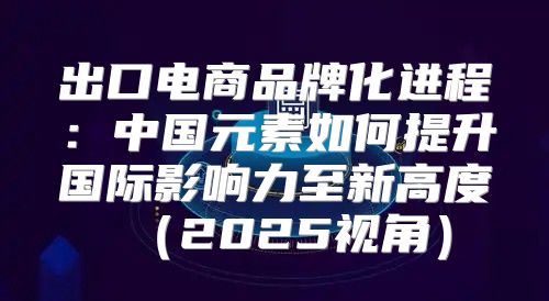 出口电商品牌化进程：中国元素如何提升国际影响力至新高度2025视角