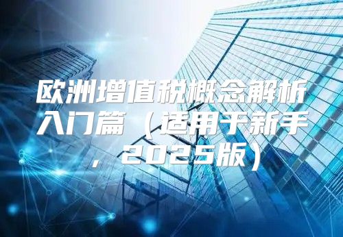 欧洲增值税概念解析入门篇适用于新手，2025版