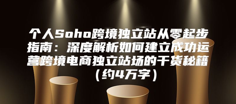 个人Soho跨境独立站从零起步指南：深度解析如何建立成功运营跨境电商独立站场的干货秘籍约4万字