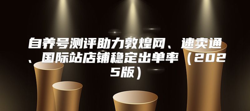 自养号测评助力敦煌网、速卖通、国际站店铺稳定出单率2025版