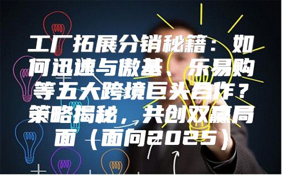 工厂拓展分销秘籍：如何迅速与傲基、乐易购等五大跨境巨头合作？策略揭秘，共创双赢局面面向2025