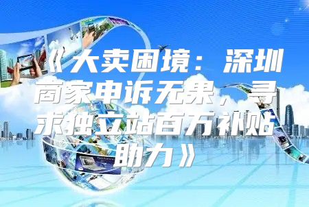 大卖困境：深圳商家申诉无果，寻求独立站百万补贴助力