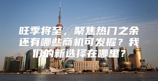 旺季将至，聚焦热门之余还有哪些商机可发掘？我们的新选择在哪里？