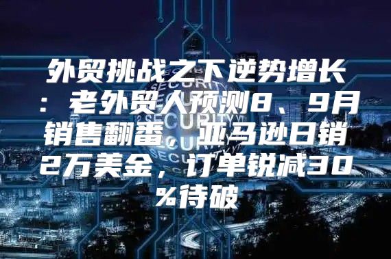 外贸挑战之下逆势增长：老外贸人预测8、9月销售翻番，亚马逊日销2万美金，订单锐减30%待破