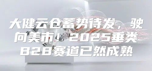 大健云仓蓄势待发，驶向美市！2025垂类B2B赛道已然成熟