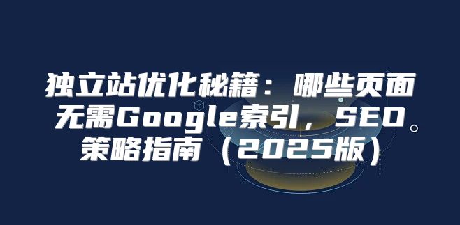 独立站优化秘籍：哪些页面无需Google索引，SEO策略指南2025版