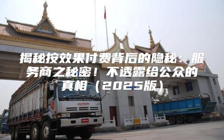 揭秘按效果付费背后的隐秘：服务商之秘密！不透露给公众的真相2025版