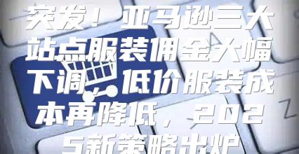 突发！亚马逊三大站点服装佣金大幅下调，低价服装成本再降低，2025新策略出炉