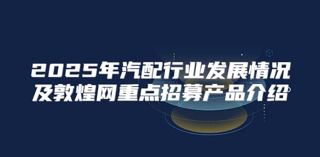 2025年汽配行业发展情况及敦煌网重点招募产品介绍