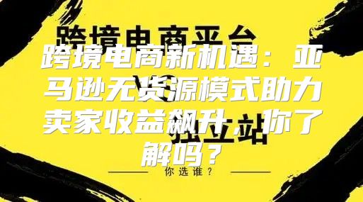 跨境电商新机遇：亚马逊无货源模式助力卖家收益飙升，你了解吗？
