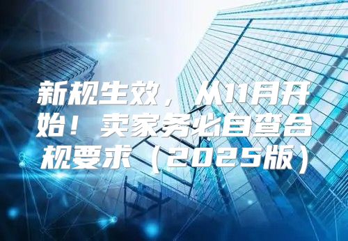新规生效，从11月开始！卖家务必自查合规要求2025版