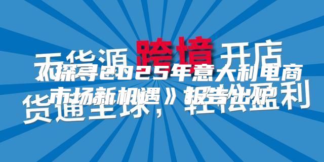 探寻2025年意大利电商市场新机遇报告出炉