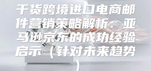 干货跨境进口电商邮件营销策略解析：亚马逊京东的成功经验启示针对未来趋势