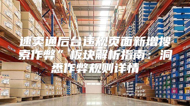 速卖通后台违规页面新增搜索作弊”板块解析指南：洞悉作弊规则详情