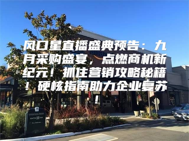 风口星直播盛典预告：九月采购盛宴，点燃商机新纪元！抓住营销攻略秘籍！硬核指南助力企业复苏！