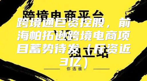 跨境通巨资控股，前海帕拓逊跨境电商项目蓄势待发斥资近3亿