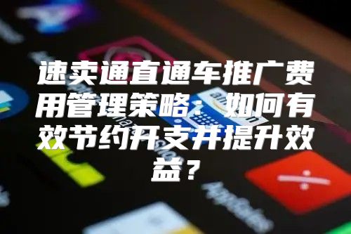 速卖通直通车推广费用管理策略：如何有效节约开支并提升效益？
