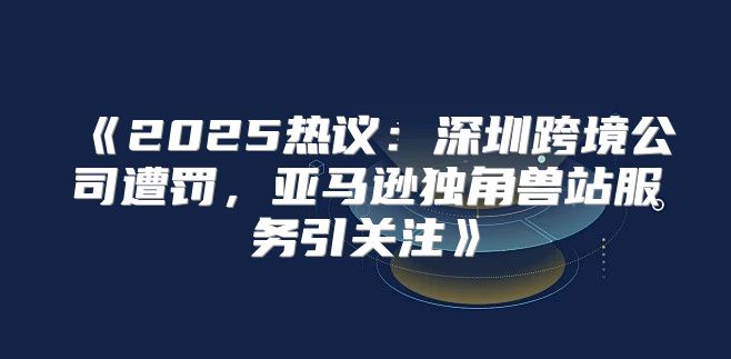 2025热议：深圳跨境公司遭罚，亚马逊独角兽站服务引关注