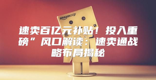 速卖百亿元补贴！投入重磅”风口解读：速卖通战略布局揭秘