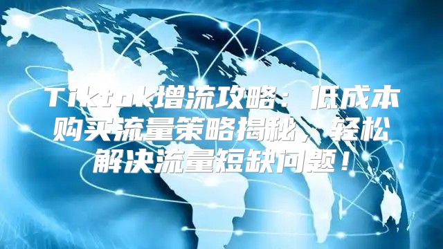 Tiktok增流攻略：低成本购买流量策略揭秘，轻松解决流量短缺问题！