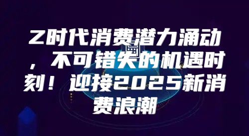 Z时代消费潜力涌动，不可错失的机遇时刻！迎接2025新消费浪潮