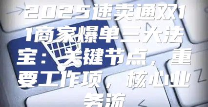 2025速卖通双11商家爆单三大法宝：关键节点，重要工作项，核心业务流