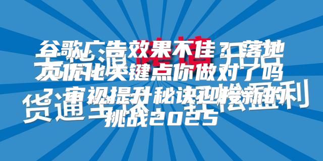 谷歌广告效果不佳？落地页优化关键点你做对了吗？审视提升秘诀迎接新的挑战2025