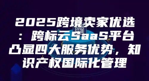 2025跨境卖家优选：跨标云SaaS平台凸显四大服务优势，知识产权国际化管理