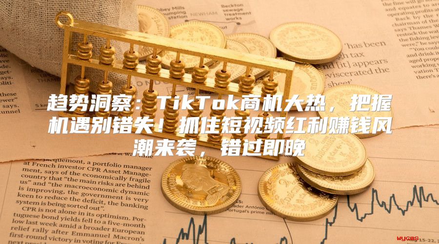 趋势洞察：TikTok商机大热，把握机遇别错失！抓住短视频红利赚钱风潮来袭，错过即晚