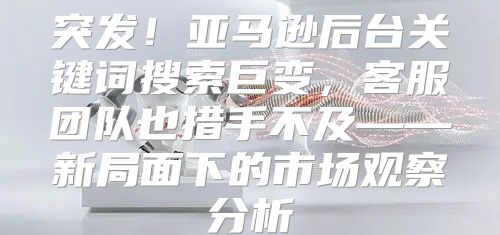 突发！亚马逊后台关键词搜索巨变，客服团队也措手不及——新局面下的市场观察分析