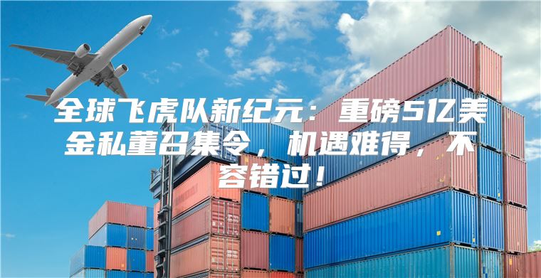 全球飞虎队新纪元：重磅5亿美金私董召集令，机遇难得，不容错过！