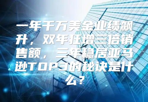 一年千万美金业绩飙升，双年狂增三倍销售额，三年稳居亚马逊TOP3的秘诀是什么？