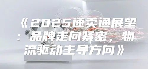2025速卖通展望：品牌走向紧密，物流驱动主导方向