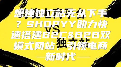 想建独立站无从下手？SHOPYY助力快速搭建B2C&B2B双模式网站，引领电商新时代
