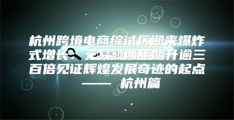 杭州跨境电商综试区迎来爆炸式增长：交易额两年飙升逾三百倍见证辉煌发展奇迹的起点 —— 杭州篇