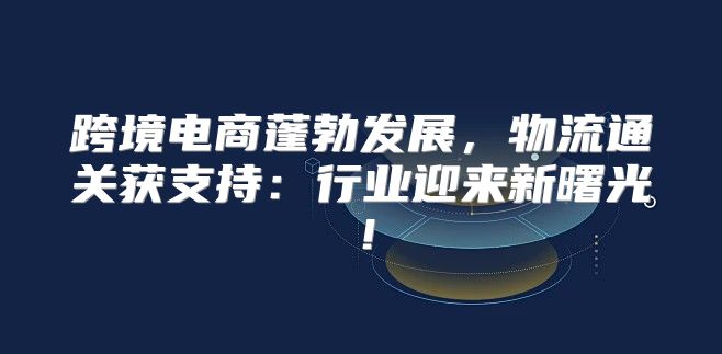 跨境电商蓬勃发展，物流通关获支持：行业迎来新曙光！