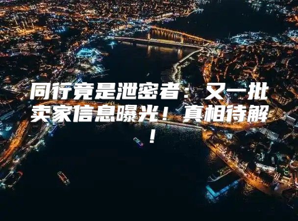 同行竟是泄密者：又一批卖家信息曝光！真相待解！