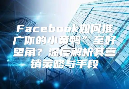 Facebook如何推广你的小黄鸭”至好望角？深度解析其营销策略与手段