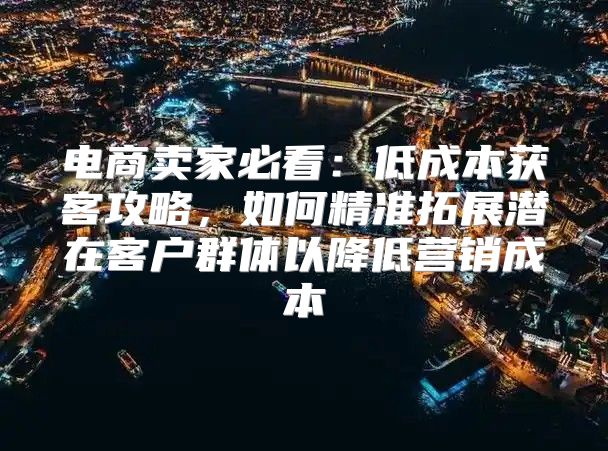 电商卖家必看：低成本获客攻略，如何精准拓展潜在客户群体以降低营销成本
