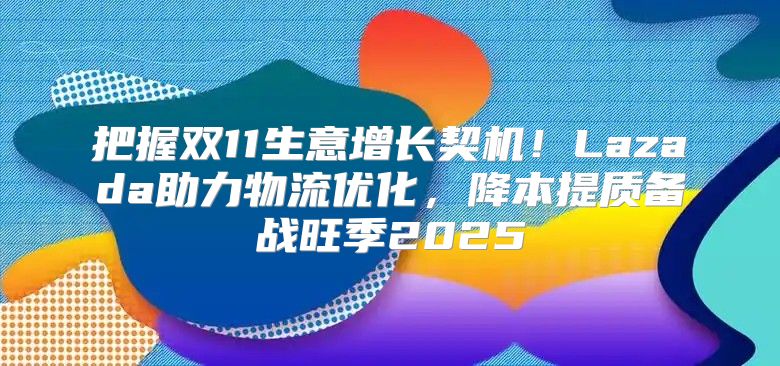 把握双11生意增长契机！Lazada助力物流优化，降本提质备战旺季2025