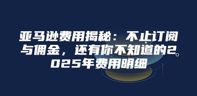 亚马逊费用揭秘：不止订阅与佣金，还有你不知道的2025年费用明细