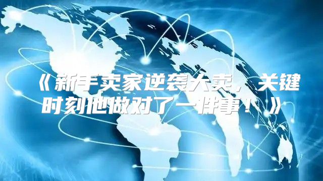 新手卖家逆袭大卖，关键时刻他做对了一件事！
