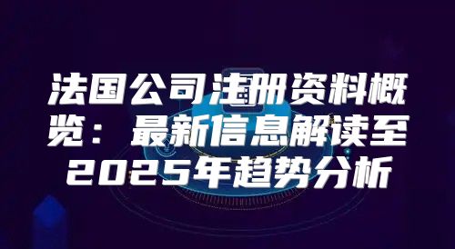 法国公司注册资料概览：最新信息解读至2025年趋势分析
