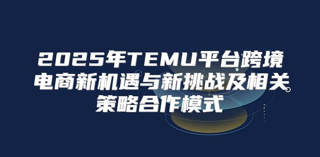 2025年TEMU平台跨境电商新机遇与新挑战及相关策略合作模式