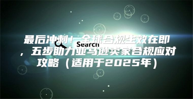 最后冲刺！全球合规生效在即，五步助力亚马逊卖家合规应对攻略适用于2025年