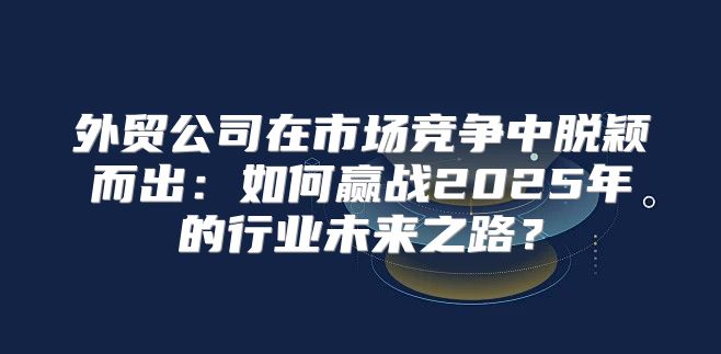 外贸公司在市场竞争中脱颖而出：如何赢战2025年的行业未来之路？