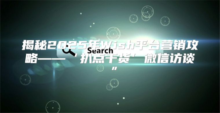 揭秘2025年Wish平台营销攻略——‘扒点干货’微信访谈⑨”