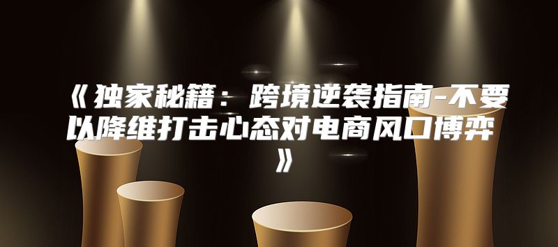 独家秘籍：跨境逆袭指南-不要以降维打击心态对电商风口博弈
