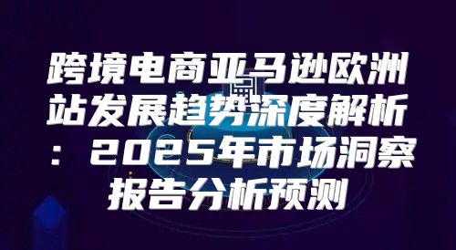 跨境电商亚马逊欧洲站发展趋势深度解析：2025年市场洞察报告分析预测