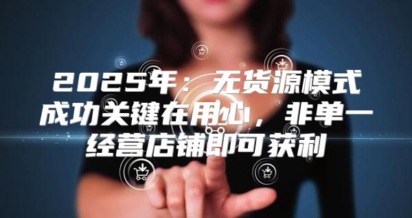 2025年：无货源模式成功关键在用心，非单一经营店铺即可获利